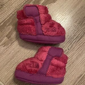 North face pink baby booties